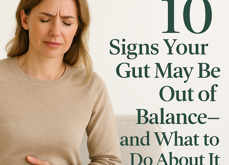 Woman experiencing bloating due to gut imbalanc